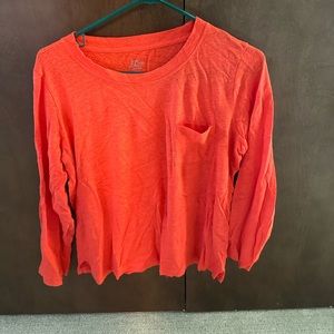 J crew linen long sleeve pocket tee - M